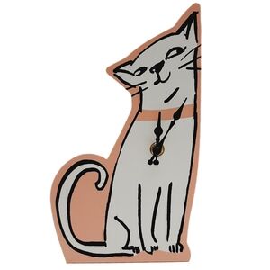 🍒4 for $20🍒 Hallmark White Cat Clock Novelty Metal Standing